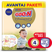 Goo.N Premium Soft 4 Numara Süper Yumuşak Külot Bebek Bezi Avantajlı Paket - 120 Adet