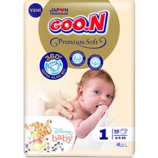 Goo.N Premium Soft 1 Numara Süper Yumuşak Yenidoğan Bant Bebek Bezi - 50 Adet