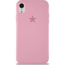 Kzy Apple iPhone Xr ile Uyumlu Kapak Yıldız Logolu Içi Kadife Lansman Silikon Kılıf - Pembe