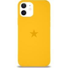 Kılıfmania Apple iPhone 12 Mini ile Uyumlu Kapak Yıldız Logolu Içi Kadife Lansman Silikon Kılıf - Sarı