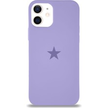 Kılıfmania Apple iPhone 12 Mini ile Uyumlu Kapak Yıldız Logolu Içi Kadife Lansman Silikon Kılıf - Lila