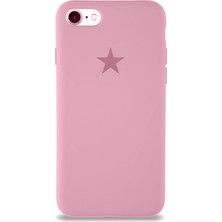 Kzy Apple iPhone 7 ile Uyumlu Kapak Yıldız Logolu Içi Kadife Lansman Silikon Kılıf - Pembe