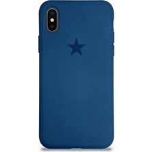 Kılıfmania Apple iPhone Xs Max ile Uyumlu Kapak Yıldız Logolu Içi Kadife Lansman Silikon Kılıf - Lacivert