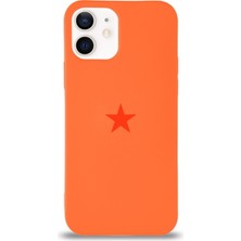 Kılıfmania Apple iPhone 12 Mini ile Uyumlu Kapak Yıldız Logolu Içi Kadife Lansman Silikon Kılıf - Turuncu