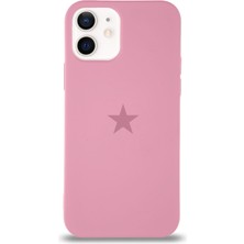 Kılıfmania Apple iPhone 12 Mini ile Uyumlu Kapak Yıldız Logolu Içi Kadife Lansman Silikon Kılıf - Pembe
