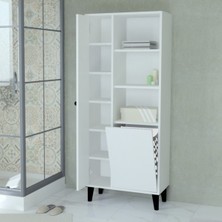 Mobilique Sepetli Banyo Dolabı Beyaz Suntalam Malzeme ile Modern Tasarım 165 cm Yükseklik