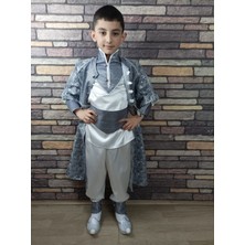 Başak Sünnet (4-10 Yaş) Gümüş Gri Tokalı Kaftan Sünnet Kıyafeti