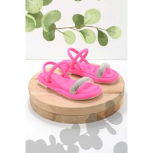 Bambi Fuşya Saten  Kadın Sandalet K05362028238