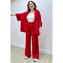 Mazi Butik Gofre Ikili Takım Kırmızı