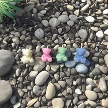 Via De Luna Ayıcık Desenli Mum (Kına, Nişan, Bebek, Bride, Düğün Organizasyon Hediyelik Mum ) 4'lü Set (Beyaz- Pembe - Yeşil - Mavi)