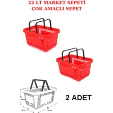 Manken İstanbul 22 Litre 2 Adet Market Sepeti, Alışveriş Sepeti, Saplı Market Sepeti