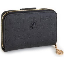 Nas Bag Kadın Yatay Cüzdan Siyah Gofraj