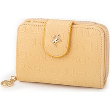 Nas Bag Kadın Yatay Cüzdan Sarı Gofraj