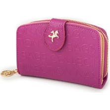 Nas Bag Kadın Çoklu Kart Bölmeli Cüzdan Vişne Camel Gofraj