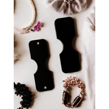 Tuğset Etiket Lastik Toka Kartı 25 Adet Takı- Kolye - Bileklik Kartı -Etiketi ( Siyah)