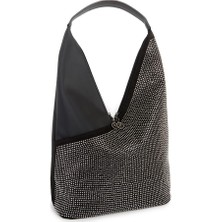 Nas Bag Kadın Omuz Çantası Siyah Gümüş Saten