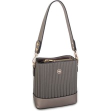 Nas Bag Kadın Mini Omuz ve Çapraz Çantası  Gri Cosmos(eni ;19 cm ,boy;19 cm)