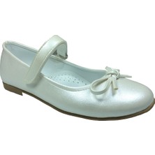 Ortopedikal Ortaç Emt Filet Ekru Krem Rugan Bıyık Fiyonk Kız Çocuk Babet Abiye Ayakkabı Fantazi