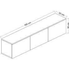 BMdekor Tv Sehpası Norm Duvara Monte Atlantikçam LED Işıklı 160 cm