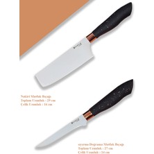 Castle Kitchen Black Copper Serisi 2 Li Mutfak Bıçak Seti ( Nakiri - Sıyırma Doğrama )