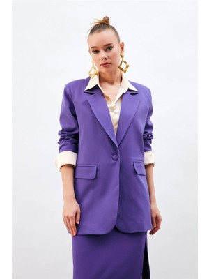 Sateen 3010-6543 Kadın Mor Salaş Klasik Ceket