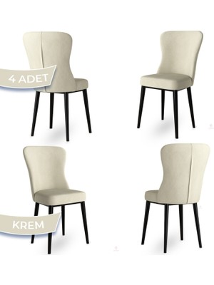 Canisa Tita Serisi 4 Adet Mutfak Sandalyesi Metal Siyah Ayaklı 1. Sınıf Babyface Kumaş