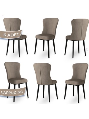 Canisa Concept Tita Serisi 6 Adet Mutfak Sandalyesi Metal Siyah Ayaklı 1. Sınıf Babyface Kumaş