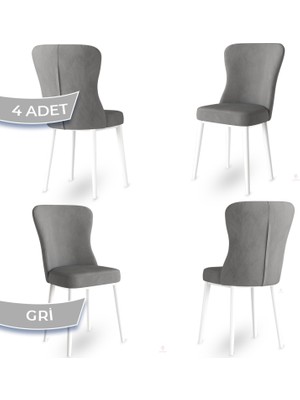 Canisa Concept Tita Serisi 4 Adet Mutfak Sandalyesi Metal Beyaz Ayaklı 1. Sınıf Babyface Kumaş