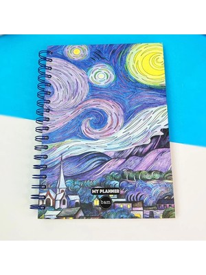 Attach Yıldızlı Gece Pastel Çizgi Tasarım Haftalık Planlayıcı