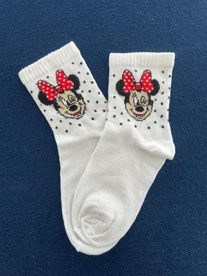 Touz Moda Minnie Mouse Unisex Beyaz Kolej Çorap