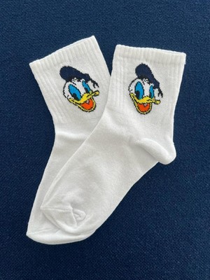 Touz Moda Donald Duck Unisex Beyaz Kolej Çorap