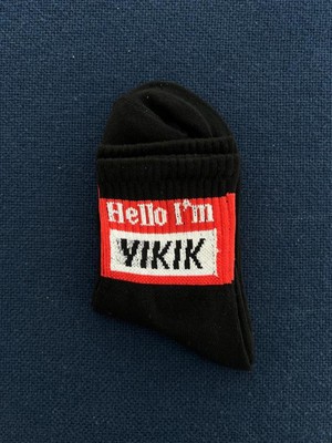 Touz Moda Hello I'm Yıkık Unisex Siyah Kolej Çorap