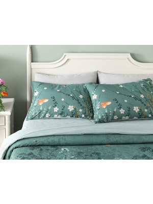 English Home Sweet Spring Dijital Baskılı Soft Cotton Çift Kişilik Nevresim Takımı 200 x 220 cm Yeşil