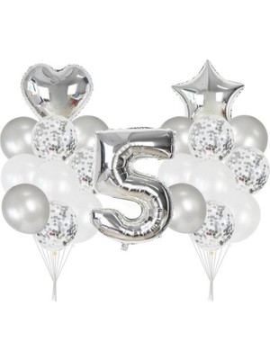 Kidspartim 5 Yaş Gümüş Balon Seti