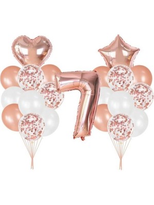 Kidspartim 7 Yaş Rose Gold Balon Seti