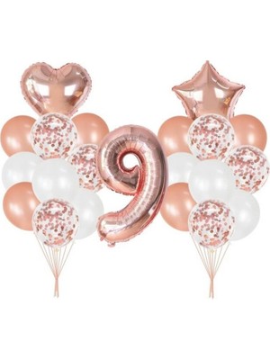 Kidspartim 9 Yaş Rose Gold Balon Seti