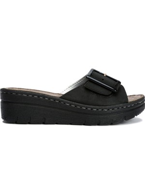 Kifidis SIB216713 Kifidis-Natura Kadın Tokalı Anatomik Topuklu Terlik 36-40 Siyah/black - 39