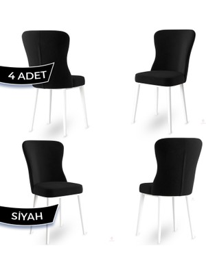 Canisa Concept Tita Serisi 4 Adet Mutfak Sandalyesi Metal Beyaz Ayaklı 1. Sınıf Babyface Kumaş