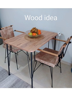 Wood Idea 60X90  Metal Ayaklı Mutfak Masası Yemek Masası Balkon Masası