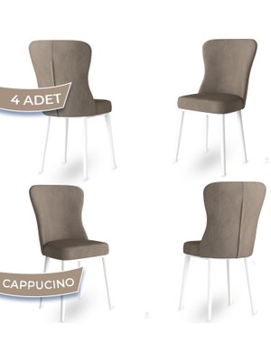Canisa Concept Tita Serisi 4 Adet Mutfak Sandalyesi Metal Beyaz Ayaklı 1. Sınıf Babyface Kumaş