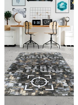 Homshtag Koyu Renkli Halı Modern Kareli Özel Tasarım Ofis Halısı Dijital Geometrik Home Office Halı