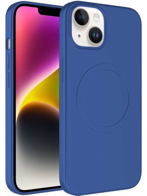 Heptek İletişim Apple  iPhone 14 Plus Kılıf Magsafe Şarj Destekli Yumuşak Içi Kadife Renkli Silikon Kapak (Plas)