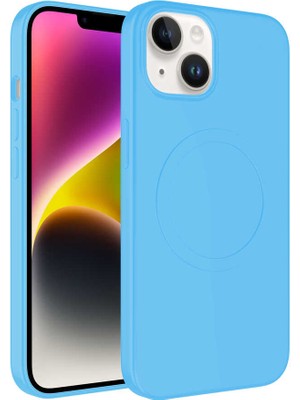 Heptek İletişim Apple  iPhone 14 Plus Kılıf Magsafe Şarj Destekli Yumuşak Içi Kadife Renkli Silikon Kapak (Plas)