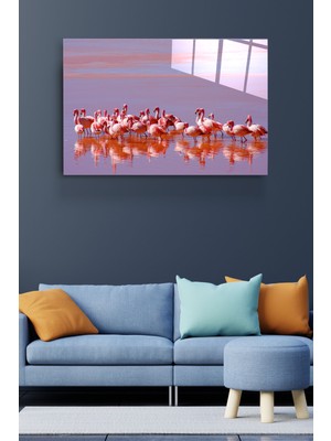 Hinora Flamingolar Cam Tablo, Dekoratif Cam Tablo