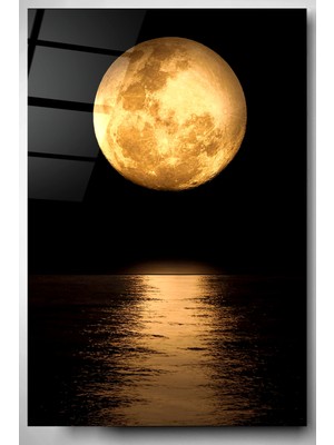 Hinora Gold Dolunay Cam Tablo, Dekoratif Cam Tablo