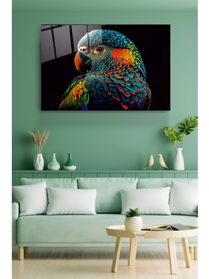 Hinora Colorful Feathered Bird Cam Tablo, Dekoratif Cam Tablo