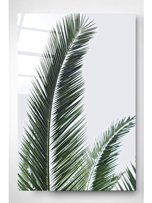 Hinora Iğne Yapraklı Cam Tablo, Dekoratif Cam Tablo, Modern Cam Tablo