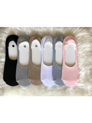 B&D Socks B&d Kadın 6'lı Silikon Baskılı Görünmez Babet Çorap