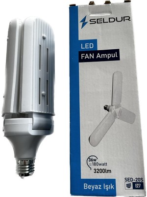 Seldur LED Fan Ampul 36W Beyaz Renk