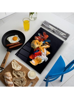 Hinora Renkli Balıklar Cam Amerikan Servis, Cam Supla